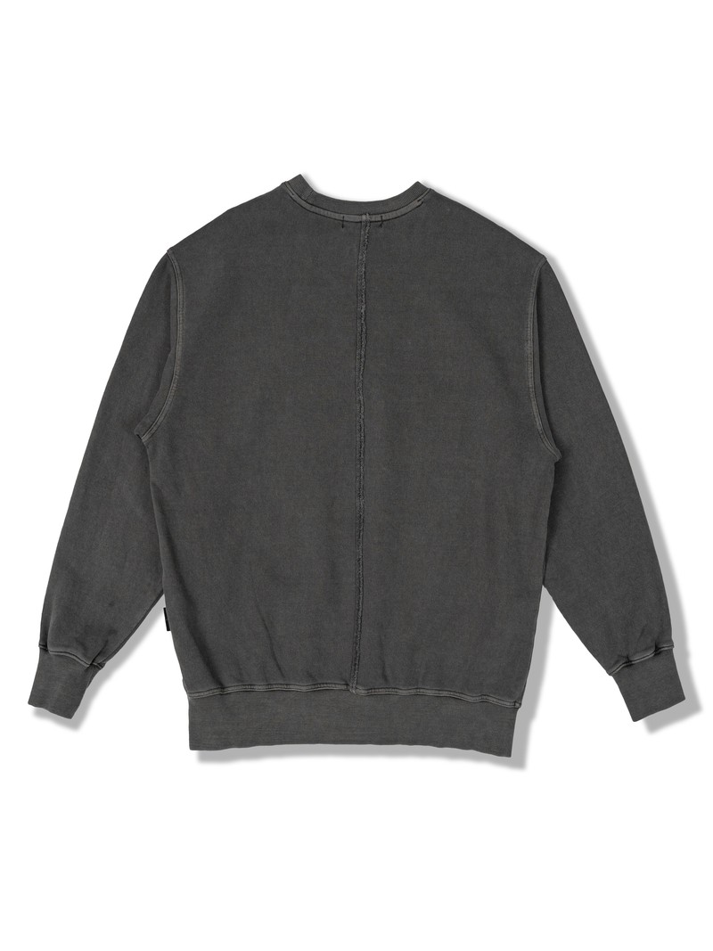 PIGMENT FADE SWEATSHIRT in FADED GRAPHITE, first production run — Back (studio, September 2026)